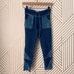 Free People Movement Kyoto leggings joggers patchwork drawstring blue pants XS